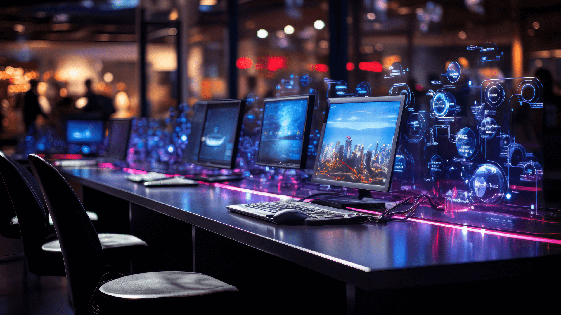 Software development team collaborating on digital solutions in a modern tech workspace